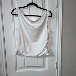 Banana Republic Factory White Satin Cowl Neck Tank